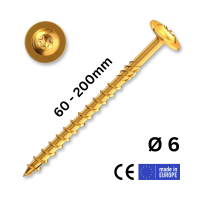 Konstruktionsschrauben 6 Holzbauschrauben Tellerkopf gelb...