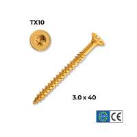 Holzbauschraube 3x40, Senkkopf, TX 10, gelb verzinkt