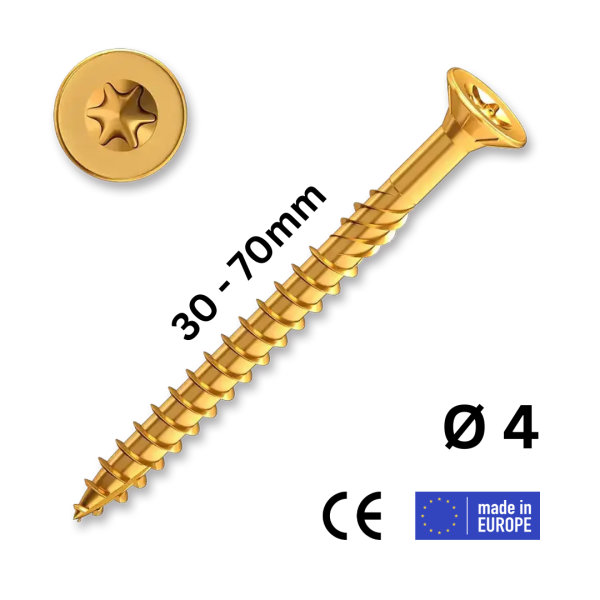 Konstruktionsschrauben 4,0 Holzbauschrauben Senkkopf gelb verzinkt TX20