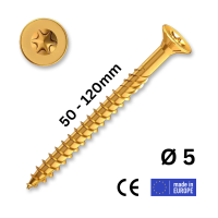 Konstruktionsschrauben 5,0 Holzbauschrauben Senkkopf gelb verzinkt TX25