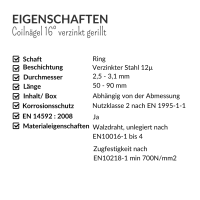 16° Coilnägel flach 2,8x80 verzinkt gerillt