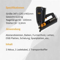 TJEP GRF 34/100 Excellent GAS Streifennagler 2 Li-Ion Akku + Ladegerät mit Koffer
